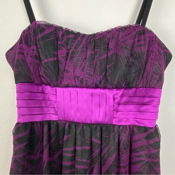 NWT Purple Black Mesh Babydoll Dress Whimsigoth Y2K Tie Waist Vamp Fairy Grunge - Picture 7 of 14